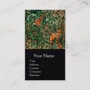 GREENERY,FOREST ANIMALS Pheasant ,Fox,Green Floral Business Card