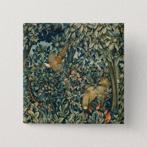 GREENERYFOREST ANIMALS Pheasant FoxGreen Floral Button