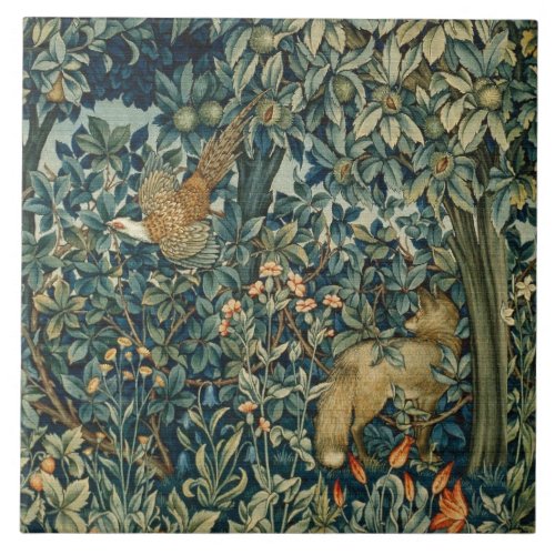 GREENERYFOREST ANIMALS Pheasant FoxGreen Floral Ceramic Tile
