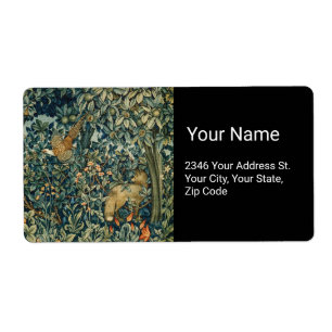 GREENERY,FOREST ANIMALS Pheasant ,Fox,Green Floral Label