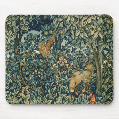 GREENERYFOREST ANIMALS Pheasant FoxGreen Floral Mouse Pad