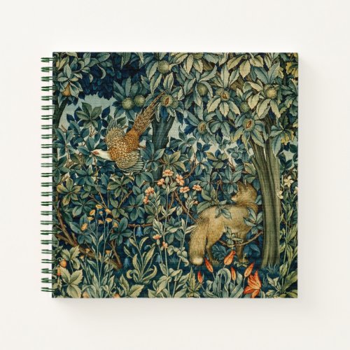 GREENERYFOREST ANIMALS Pheasant FoxGreen Floral Notebook