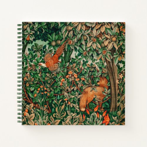 GREENERYFOREST ANIMALS Pheasant FoxGreen Floral Notebook