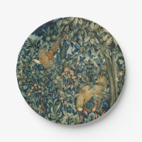 GREENERY,FOREST ANIMALS Pheasant ,Fox,Green Floral