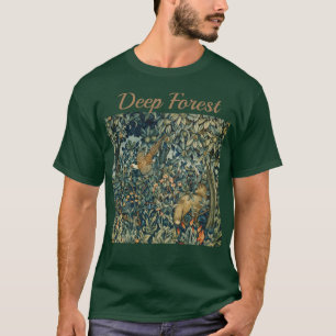 GREENERY,FOREST ANIMALS Pheasant ,Fox,Green Floral T-Shirt