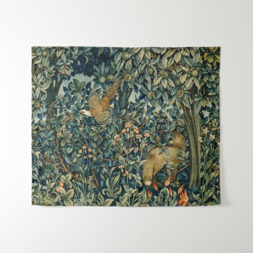 GREENERYFOREST ANIMALS Pheasant FoxGreen Floral Tapestry