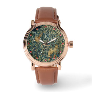 GREENERY,FOREST ANIMALS Pheasant ,Fox,Green Floral Watch