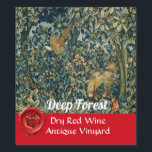 GREENERY,FOREST ANIMALS Pheasant ,Fox,Green Floral Wine Label<br><div class="desc">Digital elaboration by Bulgan Lumini from William Morris.tapestry.</div>
