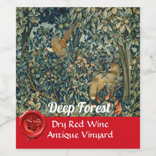 GREENERYFOREST ANIMALS Pheasant FoxGreen Floral Wine Label