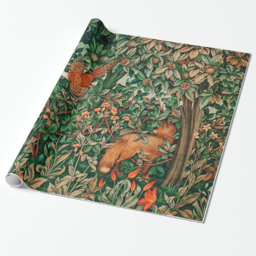 GREENERYFOREST ANIMALS Pheasant FoxGreen Floral Wrapping Paper