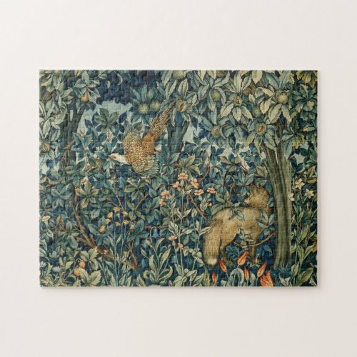 GREENERYFOREST ANIMALS Pheasant FoxGreen Leaves Jigsaw Puzzle