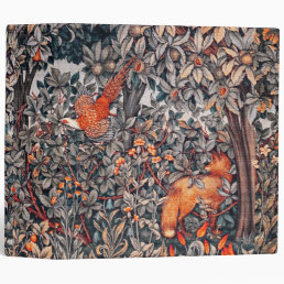 GREENERY,FOREST ANIMALS Pheasant Red Fox,Floral 3 Ring Binder