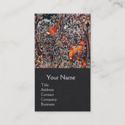 GREENERYFOREST ANIMALS Pheasant Red FoxFloral Business Card