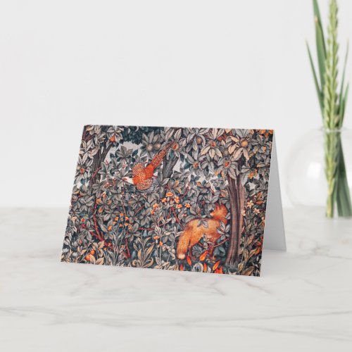 GREENERYFOREST ANIMALS Pheasant Red Fox Floral Holiday Card