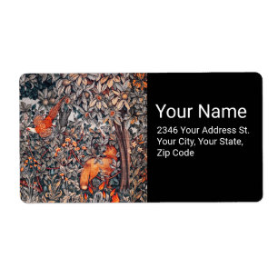 GREENERY,FOREST ANIMALS Pheasant ,Red Fox, Floral Label