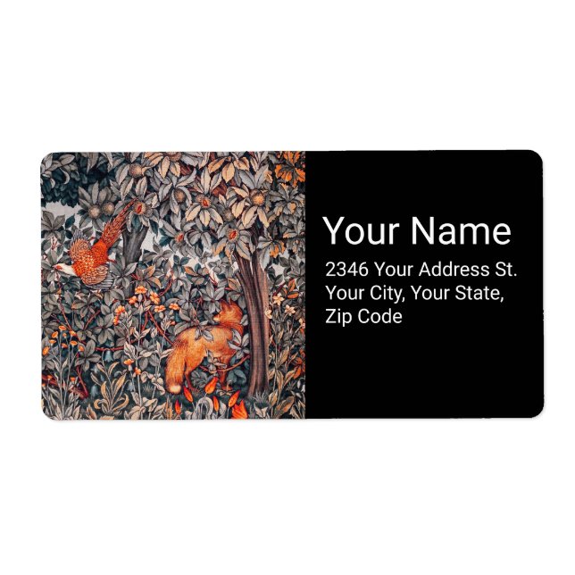 GREENERY,FOREST ANIMALS Pheasant ,Red Fox, Floral Label (Front)