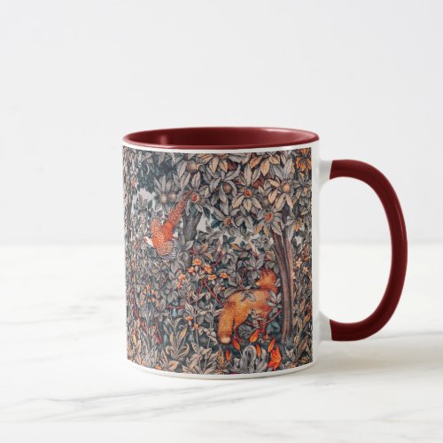 GREENERYFOREST ANIMALS Pheasant Red Fox Floral Mug