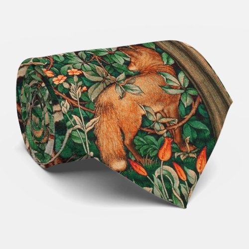 GREENERYFOREST ANIMALS Pheasant Red Fox Floral  Neck Tie