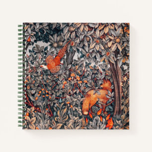 GREENERY,FOREST ANIMALS Pheasant ,Red Fox Floral Notebook