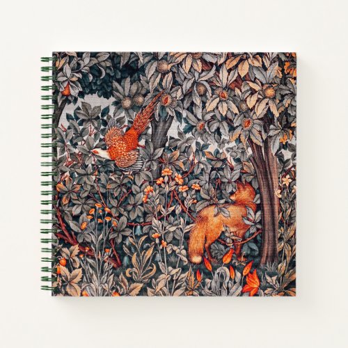 GREENERYFOREST ANIMALS Pheasant Red Fox Floral Notebook