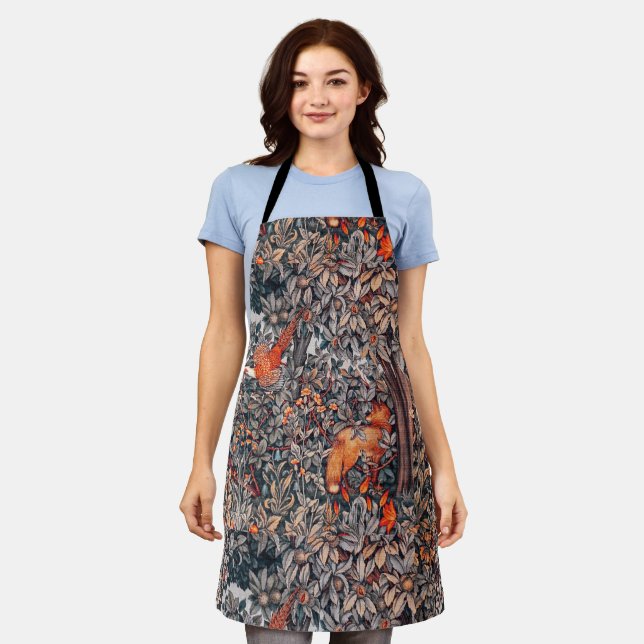 GREENERY,FOREST ANIMALS Pheasant ,Red Fox,Leaves Apron (Worn)