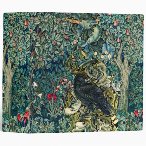 GREENERY FOREST ANIMALS RAVEN IN GREEN FLORAL 3 RING BINDER