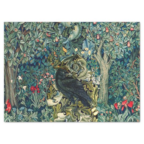 GREENERY FOREST ANIMALS RAVEN IN GREEN FLORAL TISSUE PAPER