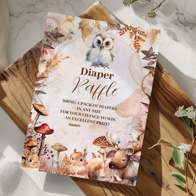Greenery Forest Animals Woodlan Diapper Raffle Enclosure Card (Creator Uploaded)
