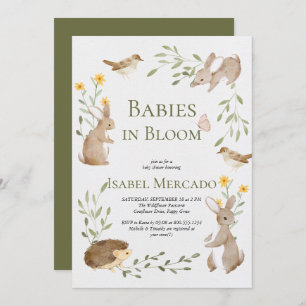 Greenery forest animals woodland Babies in Bloom  Invitation