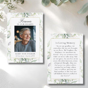 Greenery Forever In Our Hearts Photo Prayer Cards