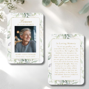 Greenery Forever In Our Hearts Photo Prayer Cards