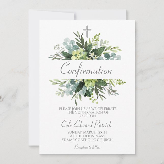 Greenery Frame Confirmation  Invitation (Front)