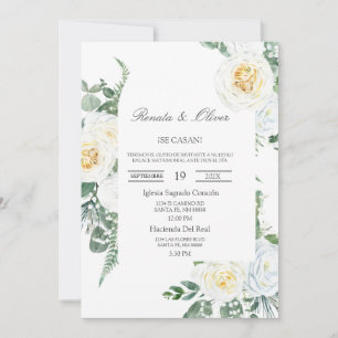 Greenery frame Spanish Wedding Invitation