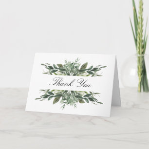 Greenery Frame Wedding Photo Thank You Card