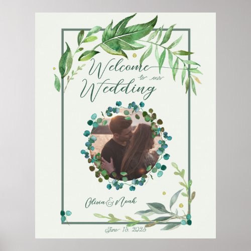  Greenery Frame Wedding Welcome Poster