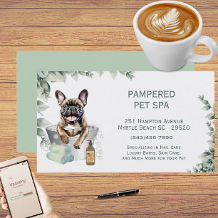 Greenery French Bulldog Pet Groomer Spa Business Card