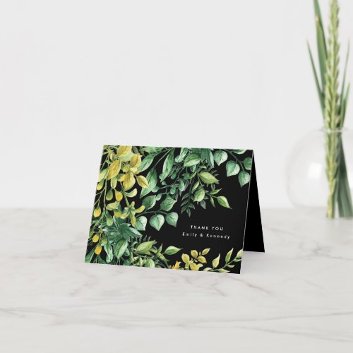 Greenery Fresh Leaf Modern Wedding Thank You Card