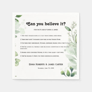 Greenery Fun Facts Modern Wedding Napkins