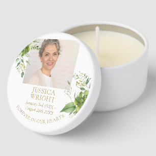 Greenery Funeral Celebration Of Life Photo Mini Candle Favors