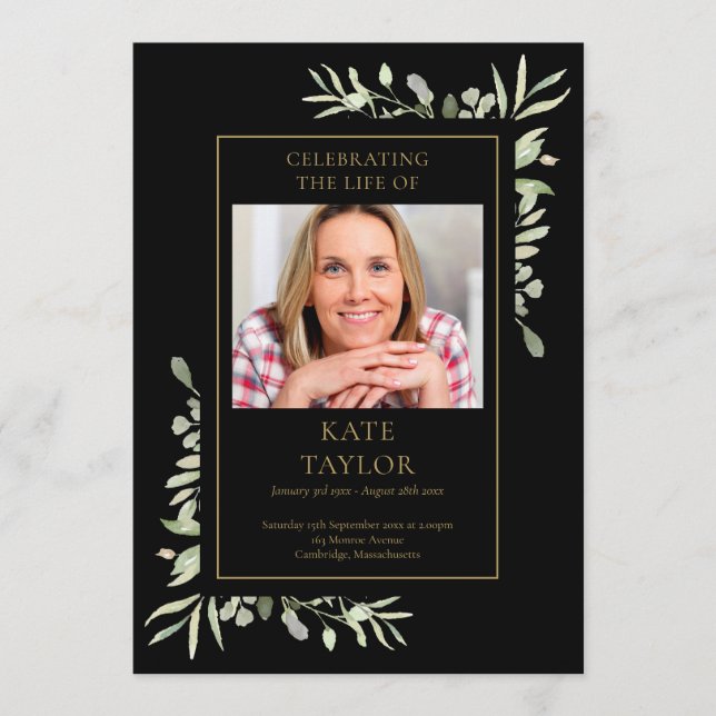 Greenery Funeral Memorial Order Of Service Program (Front)