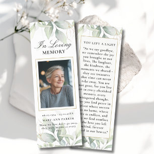 Greenery Funeral Memorial Photo Bookmarks