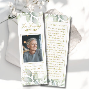 Greenery Funeral Memorial Photo Bookmarks