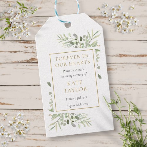 Greenery Funeral Memorial Seed Packet Photo Gift Tags