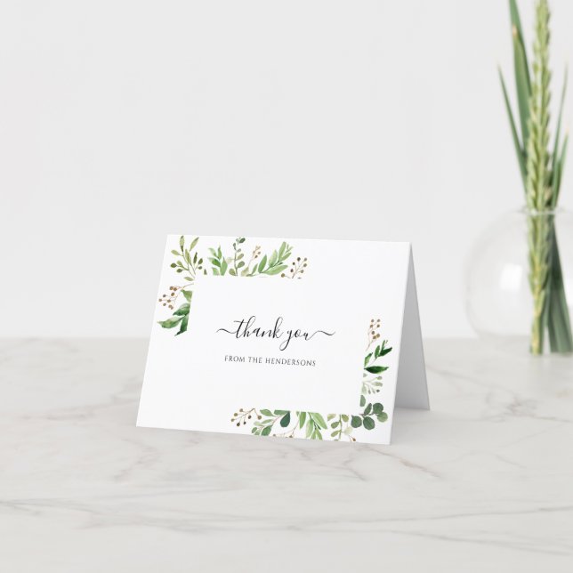 Greenery Funeral Memorial Wedding Shower Folded Thank You Card (Front)