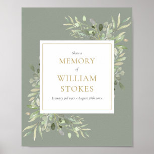 Greenery Funeral Share A Memory Sign