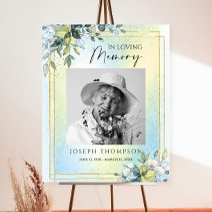 Greenery Funeral Sign, Memorial Sign, Celebration  Foam Board