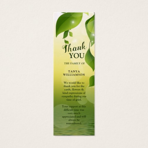 Greenery Funeral Thank You Bookmark