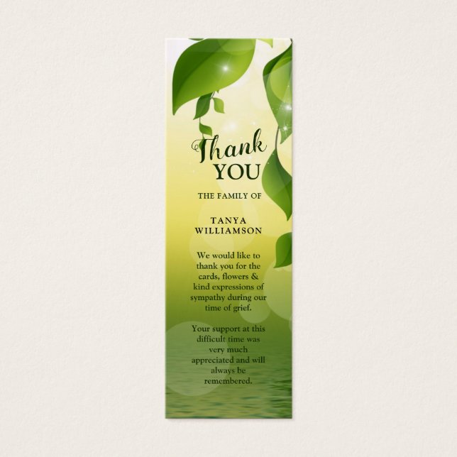 Greenery Funeral Thank You Bookmark (Front)