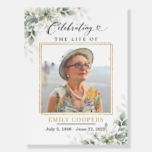 Greenery Funeral Welcome Sign, Memorial Welcome  Foam Board