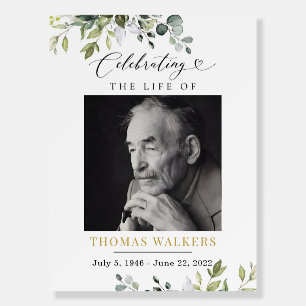 Greenery Funeral Welcome Sign, Memorial Welcome  Foam Board